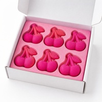 Bombe de bain artisanale en forme de cerise, boule effervescente, parfum sucré, spa relaxant, coffret cadeau de 6 pièces, OEM ODM personnalisé, 80g