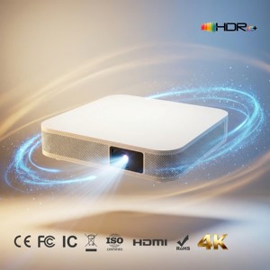 Bộ máy chiếu <span class=keywords><strong>laser</strong></span> 4K chống nước ngoài trời, loa tích hợp, màn hình 200 inch, di động, dùng cho cắm trại, sân sau, xem phim, hệ điều hành Android 13, âm thanh nổi 3D HIFI - Product Image 1