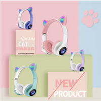 Precio al por mayor, bonitos auriculares inalámbricos con garra de gato, orejas de gato luminosos con auriculares inalámbricos, auriculares estéreo sencillos y bonitos