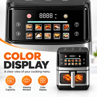 Friteuse à air carrée moderne sans huile de 12 L avec écran couleur et fenêtre de visualisation, fonctions de cuisson et de grillade pour la cuisine domestique