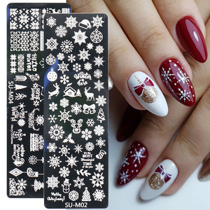 Nail Art Placa de acero Navidad Halloween Calabaza Muñeco de nieve <span class=keywords><strong>Calavera</strong></span> <span class=keywords><strong>Plantilla</strong></span> de impresión inoxidable estampado de uñas francés - Product Image 3
