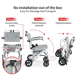 2024 New Product Toilet Wheelchair With Toilet Seat Is Portable And Collapsible For The Disabled Elderly