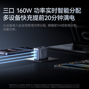 Anker Prime 160W GaN Charger With Led Indicator For Mobile Phones And Laptops - Product Image 5