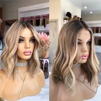 Perruques Lace Front 13*4 SDD Double Drawn Graceful en Cheveux Humains Vierges Brésiliens, Ondulés Effet Vague d'Eau, Couleur Brun Mèches, Cuticules Alignées, pour Femmes