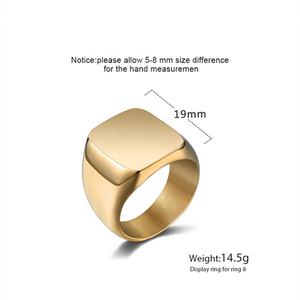 Bijoux de fête hip hop vente en gros de chevalière en acier inoxydable pour homme plaqué or 18 carats - Product Image 2