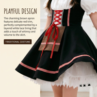 Gaun Gaya Putri Bavaria Tradisional untuk Dewasa, Kostum Terinspirasi Oktoberfest, Pakaian Pesta Halloween Cosplay untuk Anak Perempuan, Kostum Panggung