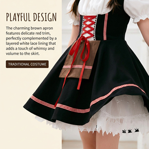 Robe traditionnelle bavaroise <span class=keywords><strong>pour</strong></span> <span class=keywords><strong>adultes</strong></span>, style princesse, costume inspiré <span class=keywords><strong>de</strong></span> l'Oktoberfest, tenue <span class=keywords><strong>de</strong></span> scène <span class=keywords><strong>pour</strong></span> filles, déguisement d'Halloween, fête cosplay - Product Image 3