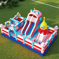 Château Gonflable Rose Princesse, Fusée Spatiale, Ville Amusante Gonflable Commerciale, Toboggan Gonflable, Parcours d'Obstacles, Aire de Jeux Extérieure pour Enfants