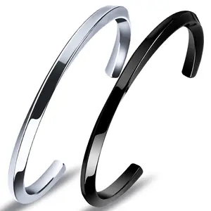 SZB040 Gelang Gelang Manset Pria, Sekrup Berlapis Hitam Stainless Steel Terkenal Brazil dengan Pabrik