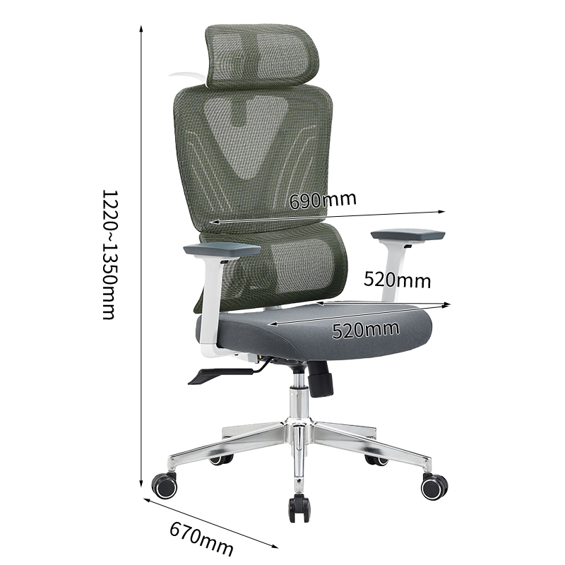 Light green-back, gray-frame executive chair