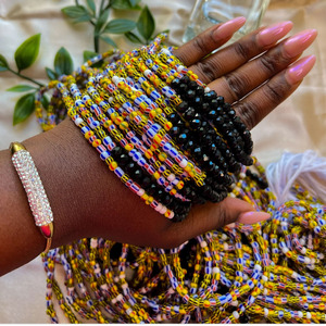 Catena per la vita africana con perline di vetro, catena per il corpo alla moda con farfalle colorate e cristalli per uso quotidiano - Product Image 4