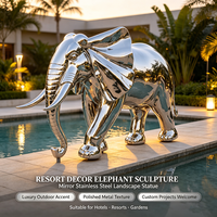 Sculpture d'éléphant en acier inoxydable 304 poli miroir, taille personnalisée, statue de paysage en métal pour jardin de villa extérieur