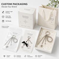 Porte-clés Pendentif Étoile Cœur en Métal Tendance avec Pompon, Accessoire de Sac, Décoration de Sac à Main, Chaîne de Clés en Alliage Électroplaqué