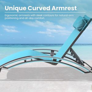 Chaise longue de piscine d'extérieur réglable <span class=keywords><strong>et</strong></span> inclinable pour terrasse, pelouse <span class=keywords><strong>et</strong></span> jardin - Product Image 2