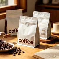 Bolsa de Embalaje para Granos de Café, Laminada, con Fondo Plano, Sellado de Ocho Lados, Impresión de Logotipo Mate, Alta Barrera, 250g 500g 1kg, Precio Bajo