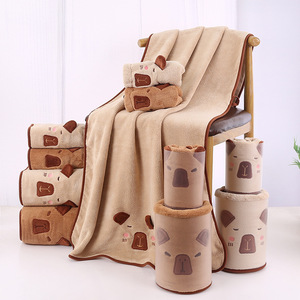 Juego de toallas de lana coral Woodpecker, toallas de baño absorbentes y suaves de 3 piezas para adultos, uso doméstico - Product Image 1