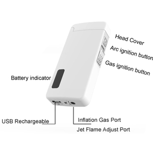 Refillable butan máy bay phản lực ngọn lửa Torch nhẹ hơn điện nhẹ hơn với LED hiển thị điện xách tay USB có thể sạc lại 2 trong 1 điện tử - Product Image 2