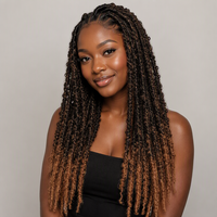 Extensions de tresses papillon pré-bouclées au crochet, ombrées bicolores, douces, pour femmes africaines, haute qualité