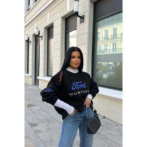 Sweat-shirt et sweat à capuche noir avec inscription Ford Mustang pour femme - Product Image 3