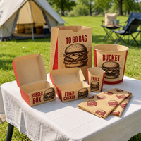 Hamburgers de poulet frit, frites, à emporter, logo personnalisé, écologique, biodégradable, laminage mat, carton blanc