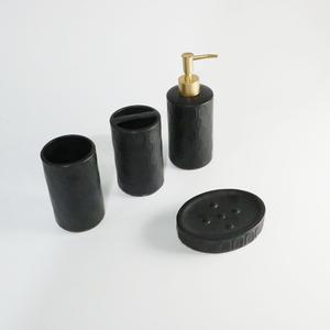 Juego de Accesorios de Baño de Cerámica, Porcelana y Dolomita Hengfei, Hecho en Fujian, 4 Piezas, Dispensador de Jabón y Vaso con Acabado Mate Negro Texturizado - Product Image 3
