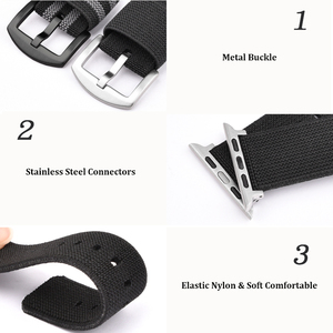 สายนาฬิกาข้อมือแบบกำหนดเองสำหรับ Apple Watch, สายนาฬิกาผ้าใบไนลอนยืดหยุ่นขนาด38/40/41/42/44/45/49มม. สำหรับ Apple iWatch Series <span class=keywords><strong>8</strong></span> - Product Image 2