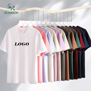 Camiseta <span class=keywords><strong>de</strong></span> <span class=keywords><strong>manga</strong></span> corta <span class=keywords><strong>de</strong></span> punto <span class=keywords><strong>de</strong></span> algodón peinado <span class=keywords><strong>de</strong></span> 200g para hombre, venta al por mayor, hombro suelto, Color sólido, cómoda, sin presión - Product Image 1