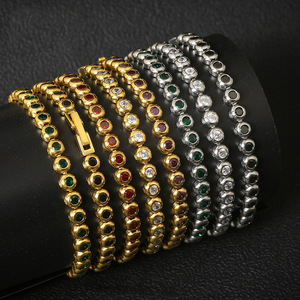 2026 18K Gold Plated 316Stainless Steel Bubble Tennis Bracelet for Women <b>Men</b> Cubic Zirconia Iced Out Link Chain Jewelry - Product Image 1