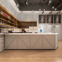 Bancone Bar in Stile Industriale Vintage a Forma di L, Scrivania per Cassiere per Caffetterie, Bar e Gelaterie