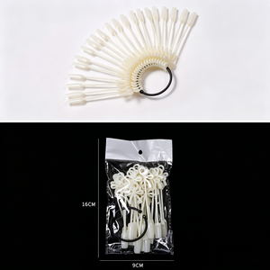 Nuancier professionnel 24 couleurs en forme d'éventail, présentoir à ongles à pointe carrée avec anneau en plastique pour salon de manucure - Product Image 6