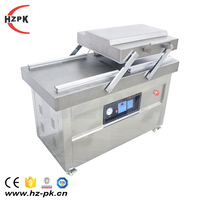 Hzpk Semi-Automatische Elektrische Dubbele Kamer Vacuüm Afdichting Verpakkingsmachine Voor Voedsel Fruit Metaal