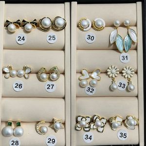 Pendientes de Plata de Ley 925 chapados en oro de 18 quilates <span class=keywords><strong>POLIVA</strong></span>, pendientes de perlas cultivadas de agua dulce blancas redondas - Product Image 2