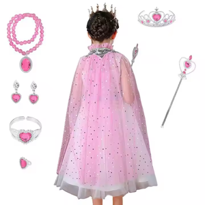 Litière fille princesse cape cadeau d'anniversaire habiller princesse Cape ensemble Sequin <span class=keywords><strong>Elsa</strong></span> cape <span class=keywords><strong>reine</strong></span> <span class=keywords><strong>des</strong></span> neiges Halloween Costume de noël - Product Image 6