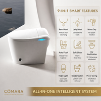 Meilleures ventes : Siège de bidet intelligent à LED avec couvercle en mousse intégrale, télécommande, fixation au sol, double chasse d'eau, chauffage du siège, fonction aromatique, forme allongée, siphon en P
