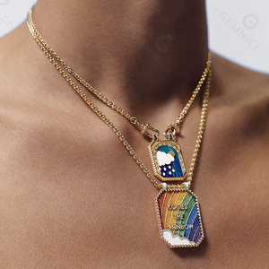 Gemnel 925 <span class=keywords><strong>Silver</strong></span> After the Rain Comes the Rainbow Scapular Gradual Transition Collar de esmalte con diamantes CZ - Product Image 3