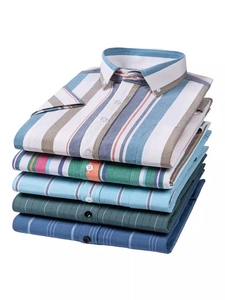 <span class=keywords><strong>Chemise</strong></span> ajustée à manches courtes pour <span class=keywords><strong>homme</strong></span>, motif 3D, en soie/coton écologique tricotée, anti-plis, style décontracté chic, idéale pour l'été - Product Image 3