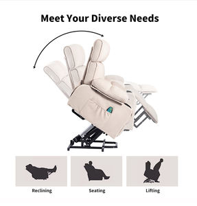 VANBOW Chaise électrique moderne en tissu crème avec <span class=keywords><strong>support</strong></span>-assis Lève-chaise électrique <span class=keywords><strong>inclinable</strong></span> à cadre en bois avec fonction <span class=keywords><strong>de</strong></span> massage extensible pour personnes âgées - Product Image 4