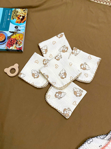 Comfort Focused <b>Baby</b> Textile Product <b>Muslin</b> Cotton Burp Cloth for Newborns Square 20x20cm Soft Absorbent Printed - Product Image 5