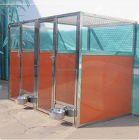 Niches commerciales modernes pour chiens en acier inoxydable 304 avec porte en verre trempé à vue claire, respirantes, avec serrure antivol et faciles à nettoyer