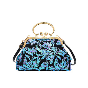 Women's <b>Sequin</b> Clutch <b>Bag</b> Shell Shaped Magnetic Buckle Elegant Evening Wedding Crossbody <b>Bag</b> Colorful Blue Purple Gold - Product Image 5