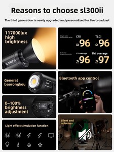 ไฟถ่ายภาพ LED รุ่นที่สาม Shenniu SL300W/SL300BI ปรับอุณหภูมิสีได้สองระดับ ควบคุมผ่านแอปพลิเคชัน ความสว่างสูง 330W แสงวอร์มไลท์ - Product Image 3