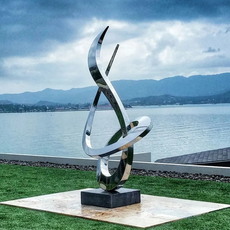 Moderne Outdoor-Garten Spiegel Finishing Abstrakte Statue Kunst Metall Edelstahl Skulptur für Dekor