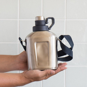 Bouteille d'eau de voyage en acier inoxydable avec corde, écologique, grande capacité, <span class=keywords><strong>thermos</strong></span> <span class=keywords><strong>plat</strong></span> classique portable 1L - Product Image 3