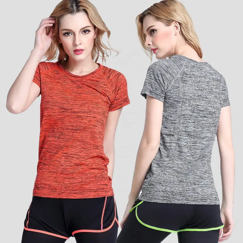 5 couleurs vêtements de Yoga anti-transpiration séchage rapide vêtements de sport en cours d'exécution chemises de Fitness grande taille manches courtes T-shirt pour les femmes