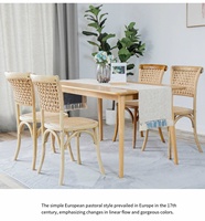 Chaise de salle à manger en bois massif rétro, chaise de salle à manger en rotin américain, chaise à dossier moderne