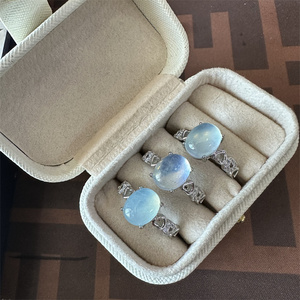 Anelli in Cristallo di <span class=keywords><strong>Acquamarina</strong></span> Blu Cielo Naturale con Gemme Curative, Gioielli Regolabili in <span class=keywords><strong>Argento</strong></span> all'Ingrosso in Vendita - Product Image 3