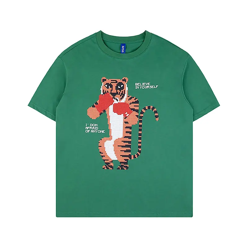 Летняя новая модная уличная Веселая Футболка с принтом Тигра для мужчин и женщин, свободная футболка с коротким рукавом