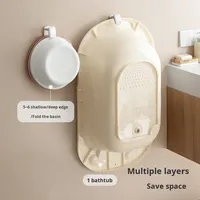 LANZYLO ODM Support mural réglable en plastique ABS sans perçage pour rangement de lavabo et de baignoire