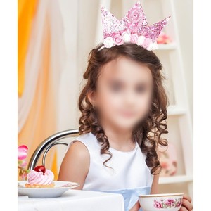 Compleanno fiore principessa corona ragazza fascia e fascia glitterata Set per la ragazza decorazioni di compleanno per la ragazza Happy Birthday Girl - Product Image 5