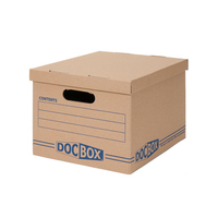 Boîte de rangement en papier kraft robuste avec couvercle et poignée, boîte d'archives en carton ondulé